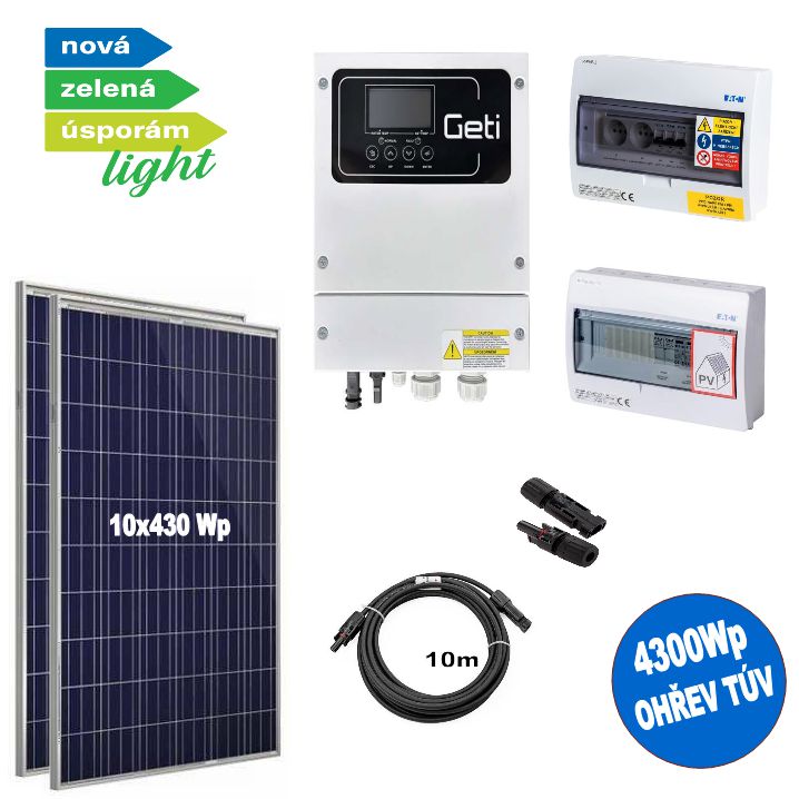 SW TUV 4000 Solární elektrárna na ohřev TUV 4300 Wp,  MPPT měnič/regulátor pro solární ohřev vody, 4kW 